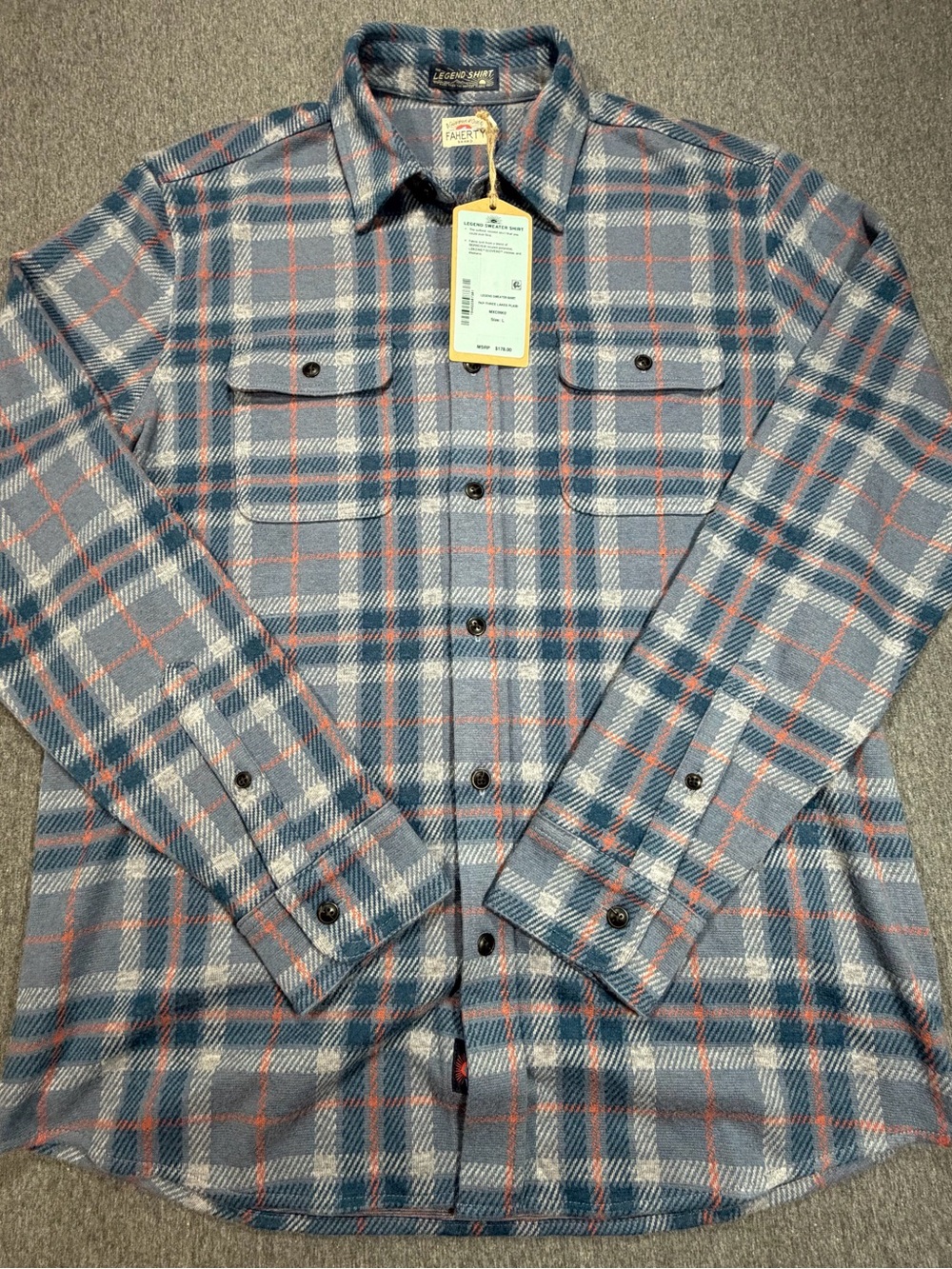 Faherty Three Lakes Plaid Legend Sweater Shirt Mens L MXC0002 NWT New - Picture 2 of 8